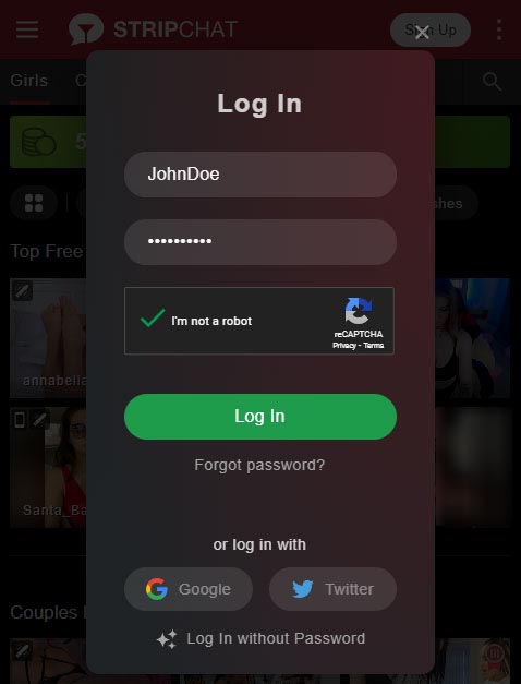 StripChat - Log in