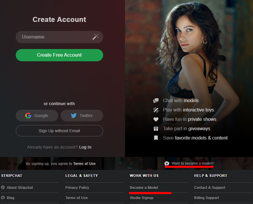 StripChat-Model-Registration-Form